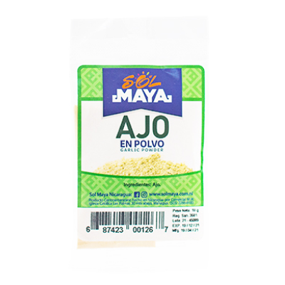 Ajo en polvo producto Sol Maya 18g